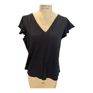 White House Black Market Black Flutter Sleeve Top.